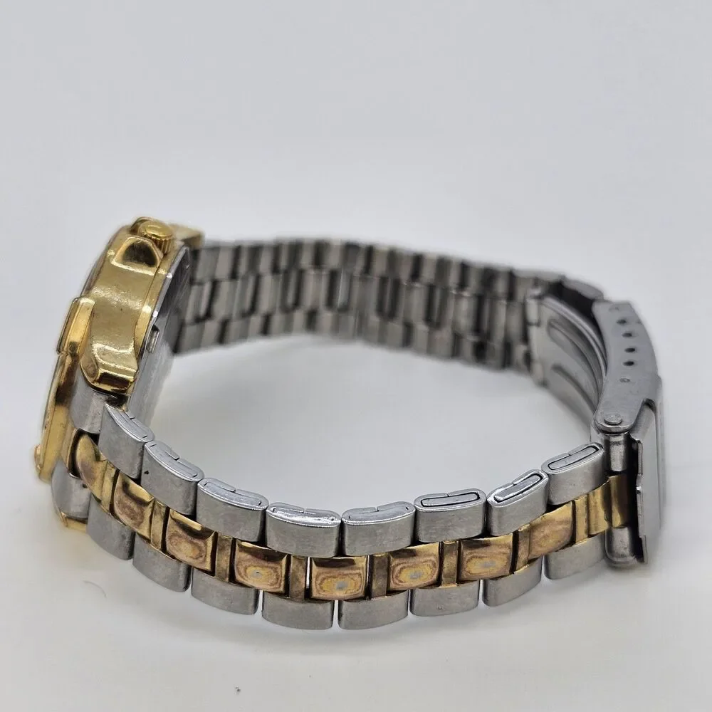 VTG Guess Women's Watch‎ 28MM Green Dial Date Two Tone Bracelet 6